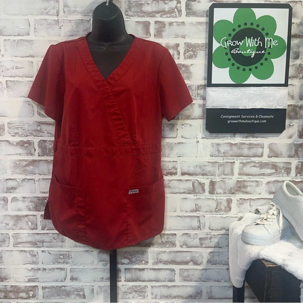 Grey's Anatomy Deep Red Women's scrubs top large